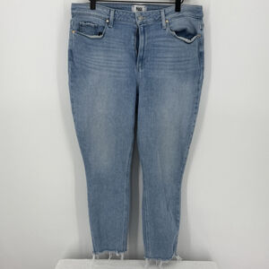 Paige Bombshell Park Avenue Blue With Frayed Hem Jeans Size 34x26